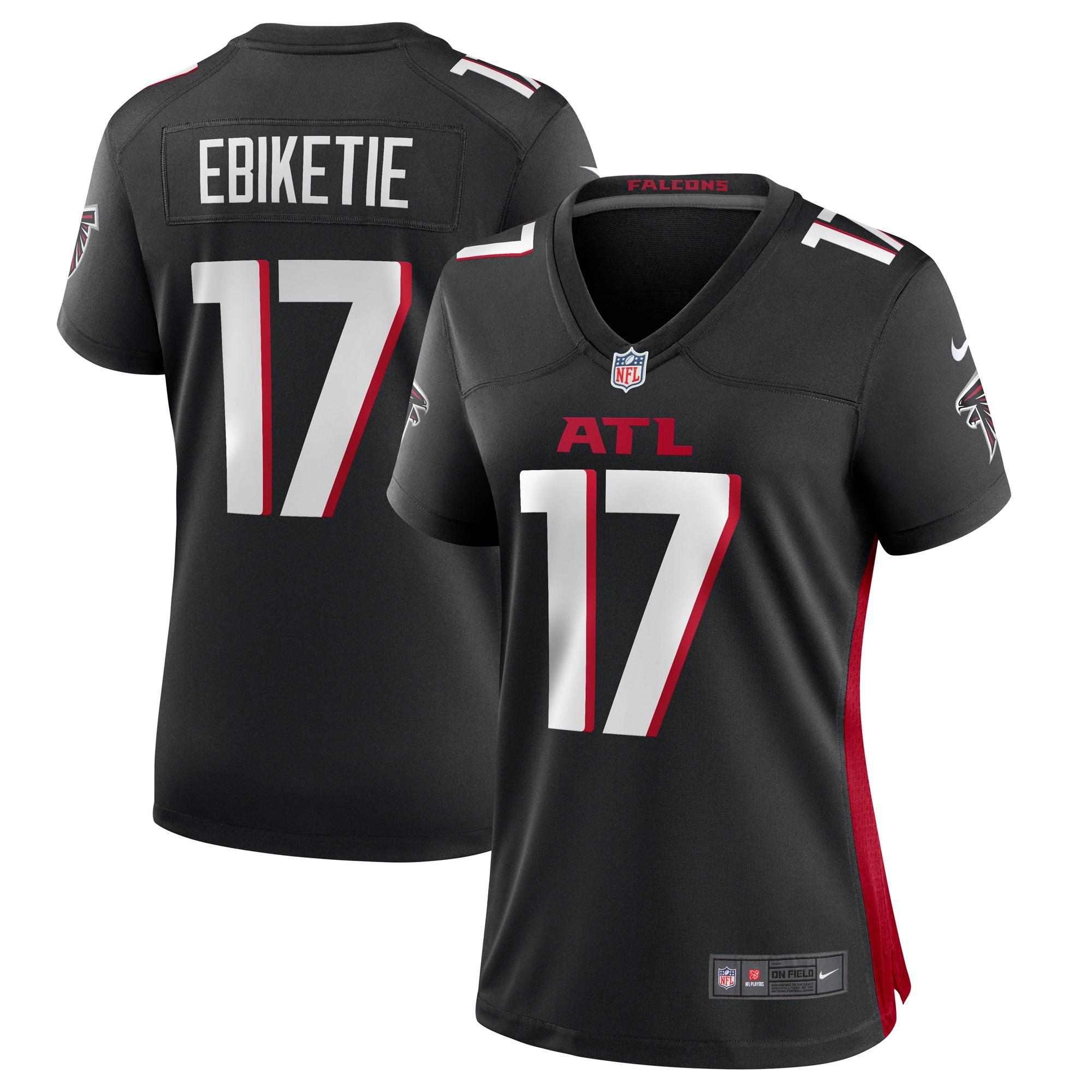 Women’s Atlanta Falcons Arnold Ebiketie  Black Team Game Jersey