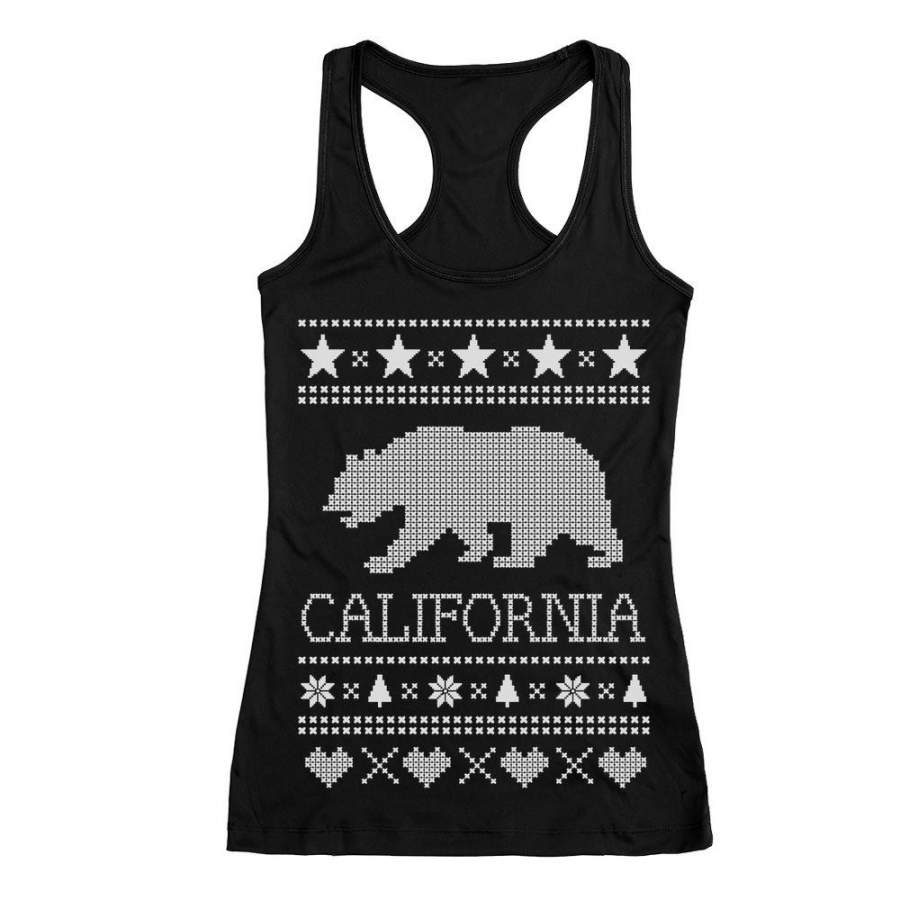 Cali Bear – California Republic Ugly Christmas Sweater Racerback Tank Top