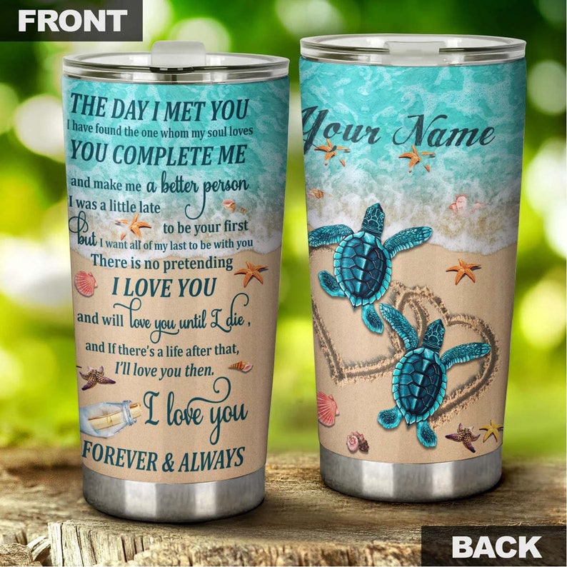 Turtle Couple I Love You Gift For Lover For Wife For Husband Personalized Tumbler-Unique Tumbler-Birthday Christmas Gift For Turtle Lover