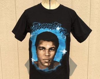 90s Muhammad Ali T Shirt S  | Vintage Black  Graphic Tee 1990s 5483