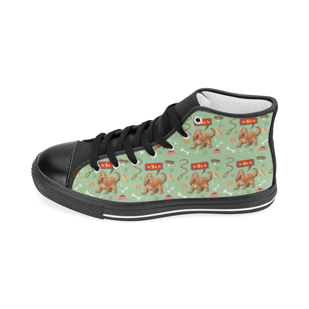 American Cocker Spaniel Pattern Black Women’s Classic High Top Canvas Shoes