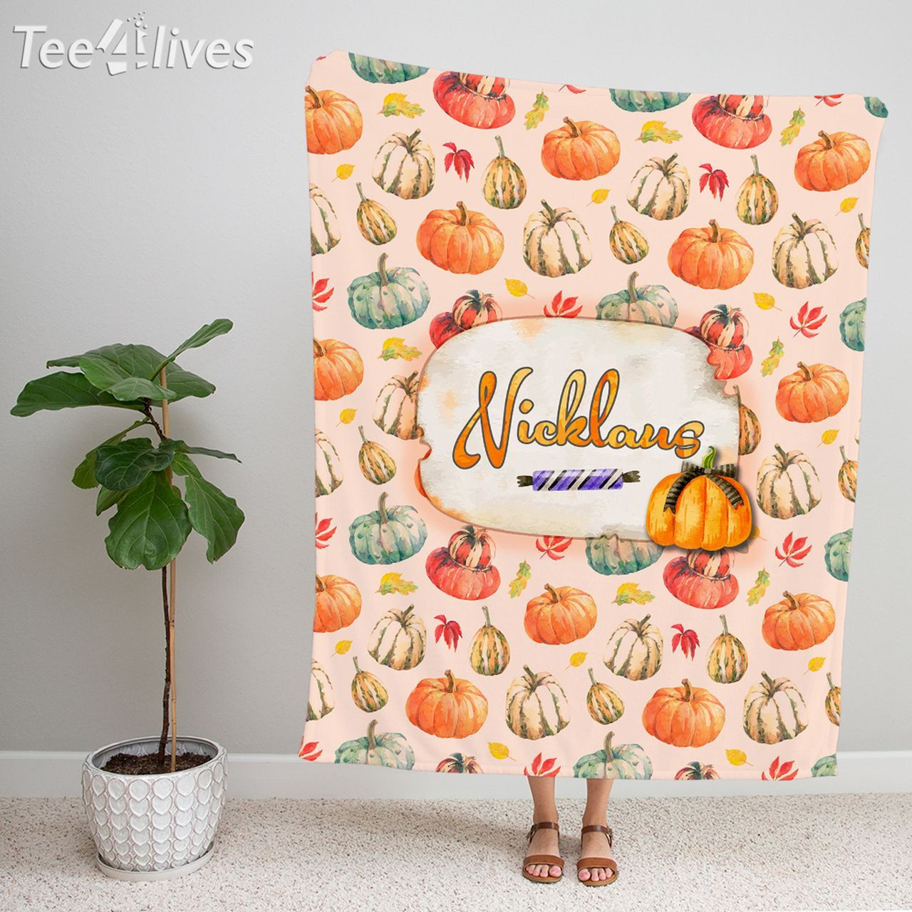 Personalized Name Pumpkin Halloween 02 Blanket