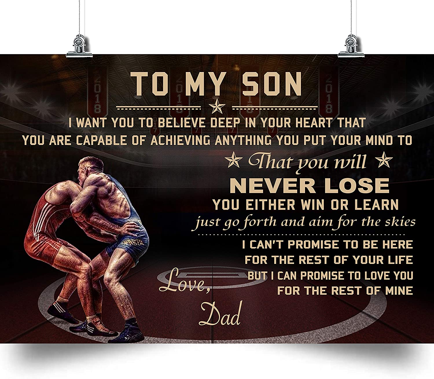Wrestling Poster – DAD to Son – Never Lose – Holidays Son Gift, to My Son Poster, Son Gift from Dad, Son Gift Poster