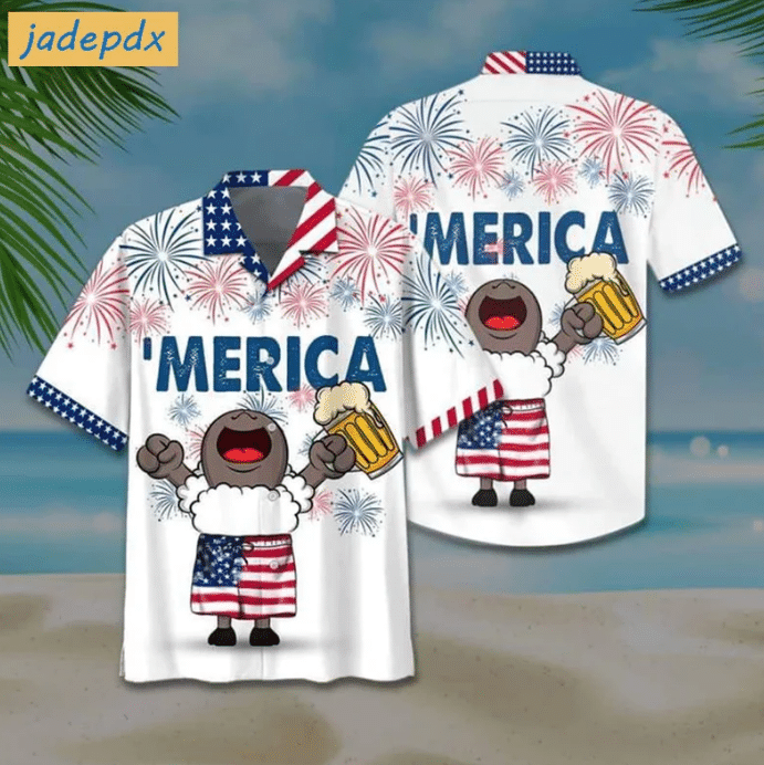 American Firework Funny Sheep And Bee Hawaii Shirt Ha25618