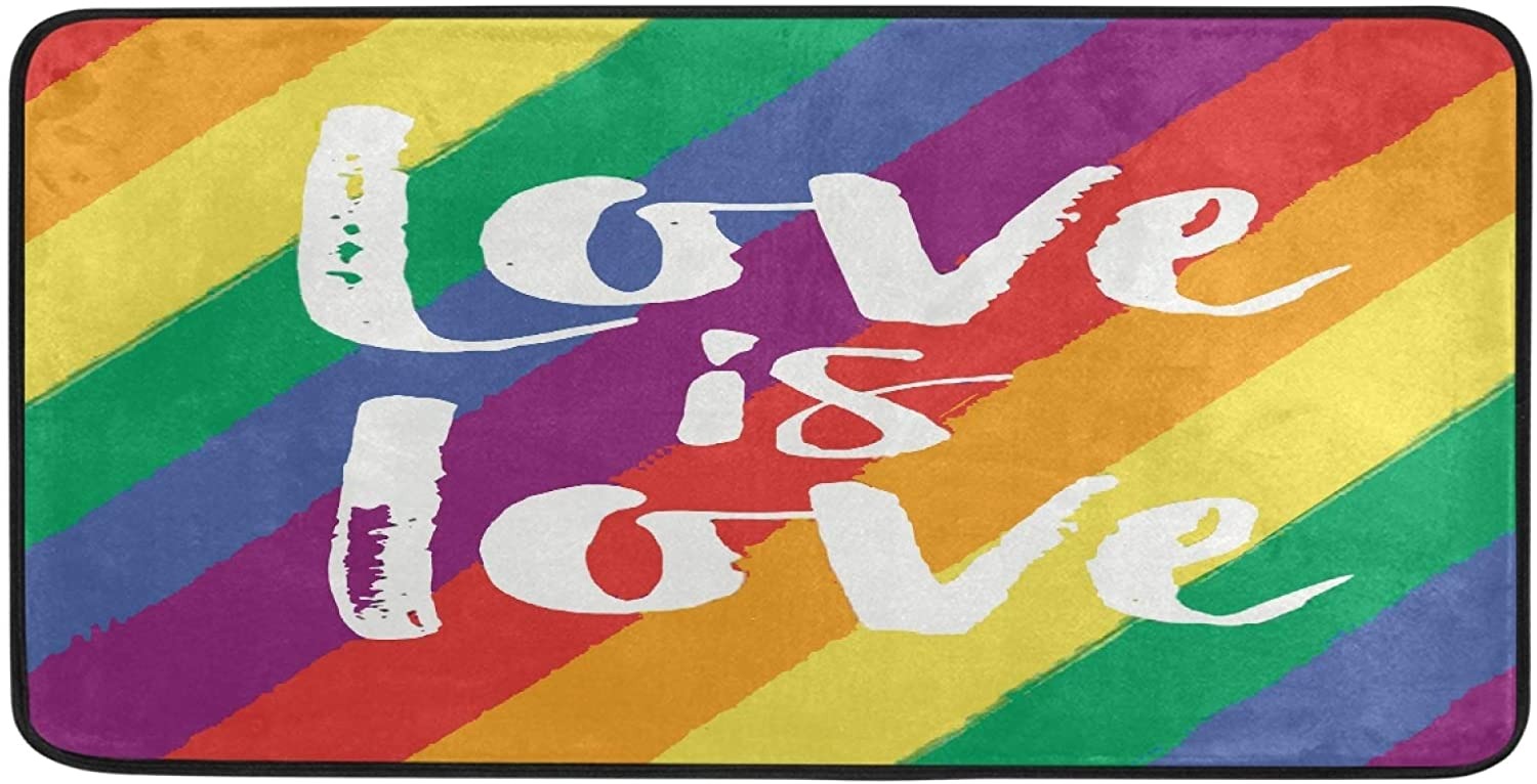 Kitchen Floor Mat Love Is Love Lgbt Pride Non Slip Rugs Doormat For Entryway Entrance Bathroom Garage