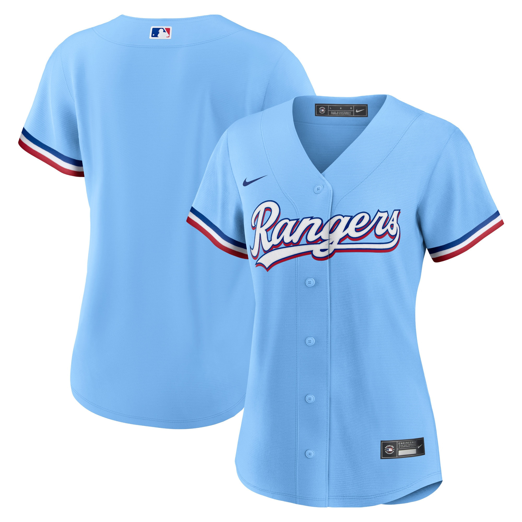 Texas Rangers Womens Alternate Replica Team Jersey – Light Blue MLB