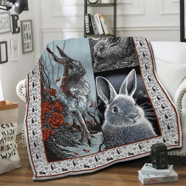 Rabbit Fleece Blanket Fleece Blanket, Blanket Sofa Bed, 3D Blanket