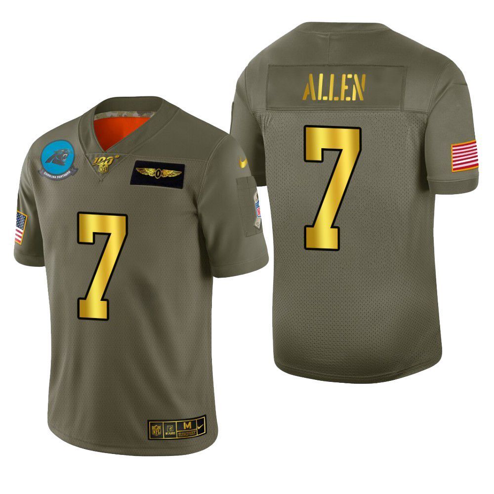 Carolina Panthers Kyle Allen 2019 Salute To Service NFL 100 Mens Jersey Metallic