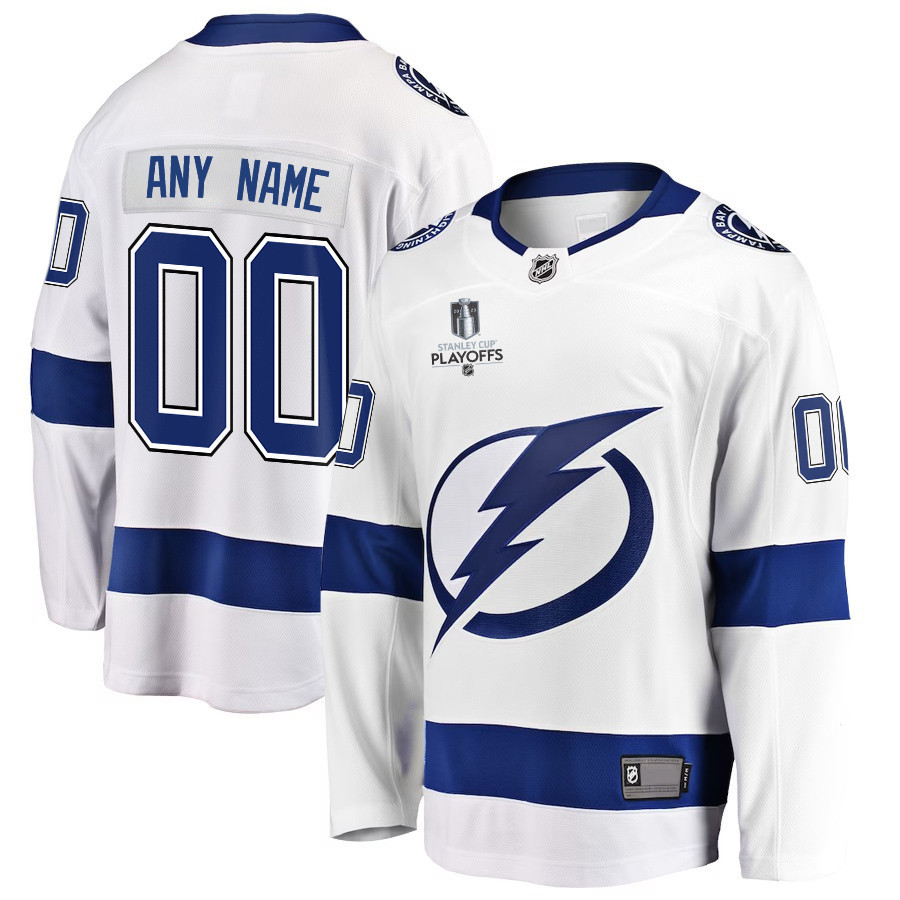 Tampa Bay Lightning Stanley Cup 2023 Playoffs Patch Away Breakaway Custom Men Jersey – White