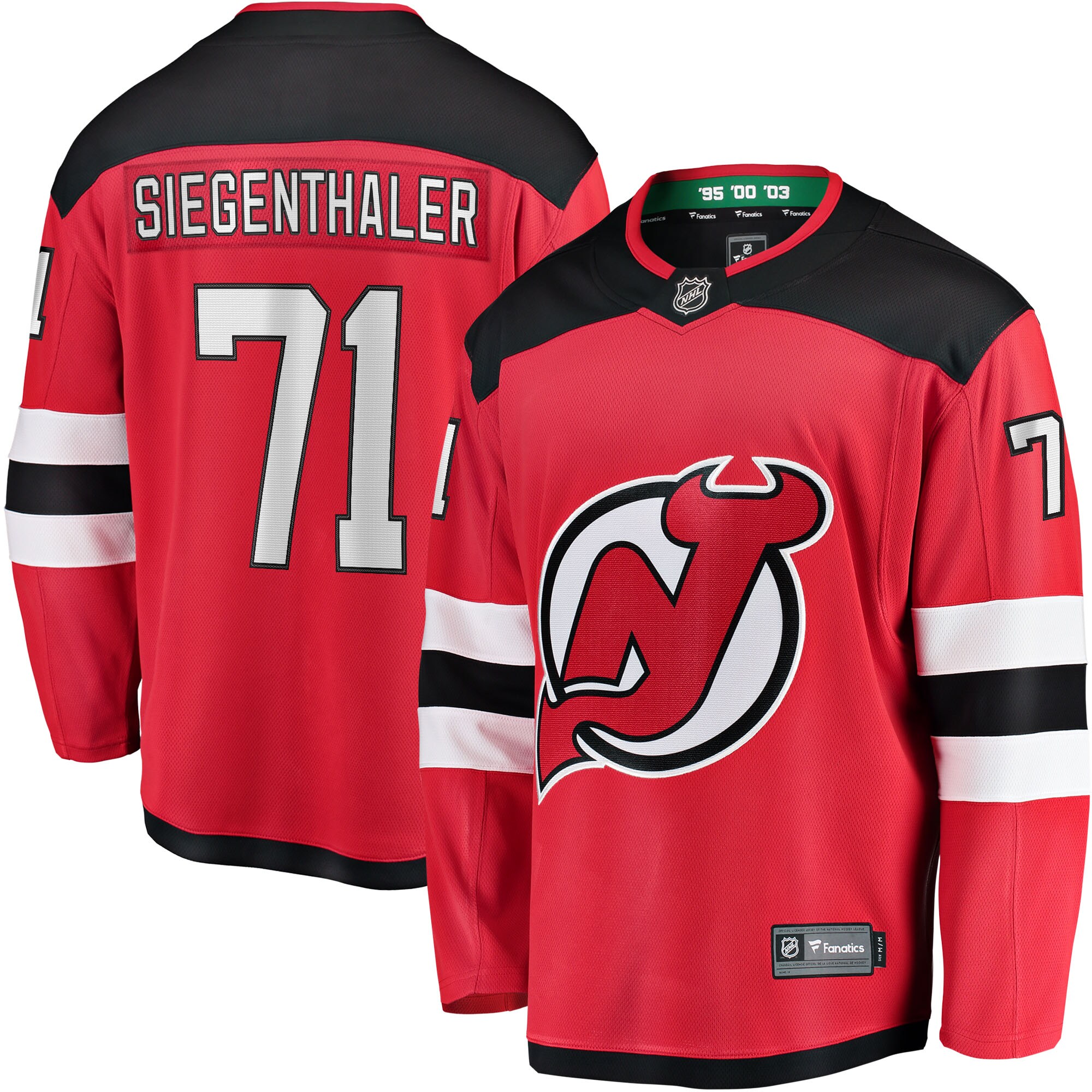 Jonas Siegenthaler New Jersey Devils Branded Home Breakaway Player Jersey – Red