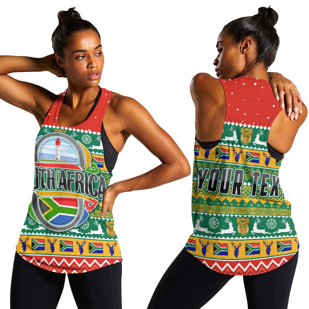 (Custom Personalised) South Africa Christmas Women Racerback Tank African Springbok Lt13