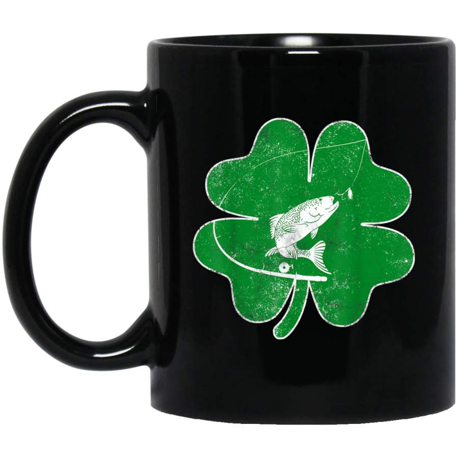 Fishing Shamrock Clover Vintage Mug Irish Gift