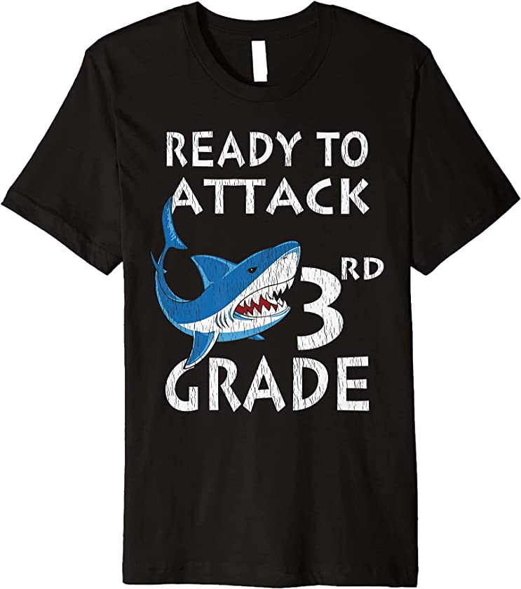 Vintage Ready To Attack 3rd Grade First Day of School Shark Premium T-Shirt