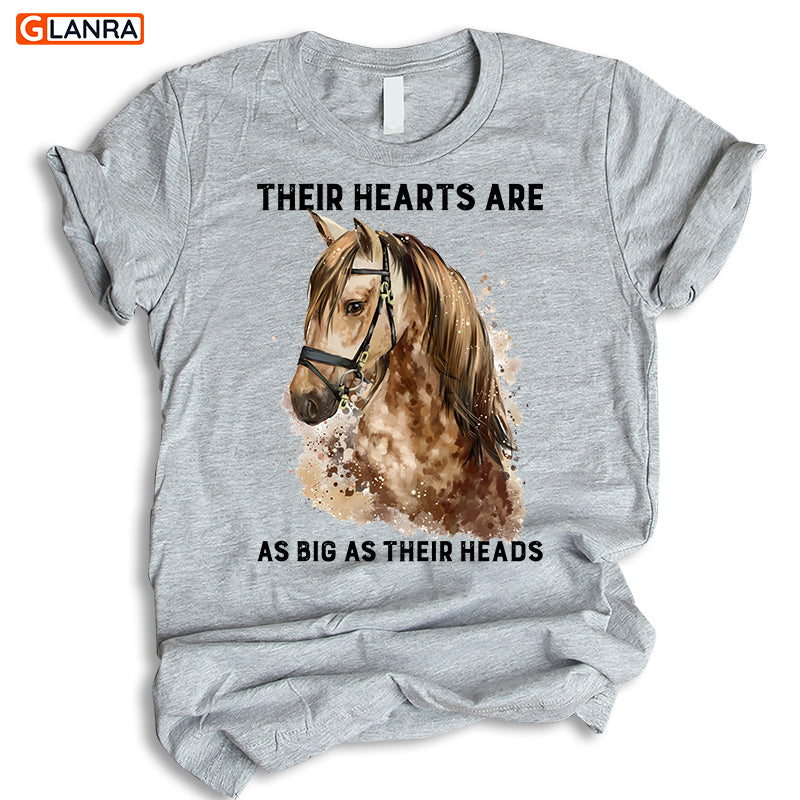 Their Hearts Are As Big As Their Heads Shirt, Horse Lover Hoodie, Horse Country T-Shirt, Farm Animals Gift, Classic T-Shirt, Gift For Horse Lover