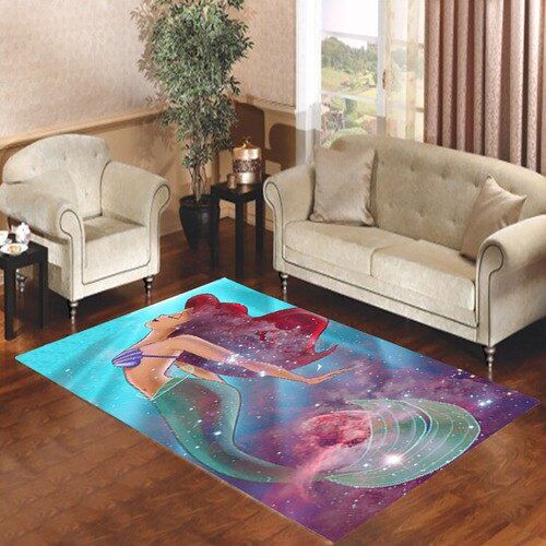 Ariel The Little Mermaid On Galaxy Nebula Living Room Carpet Rugs Area Rug For Living Room Bedroom Rug Home Decor