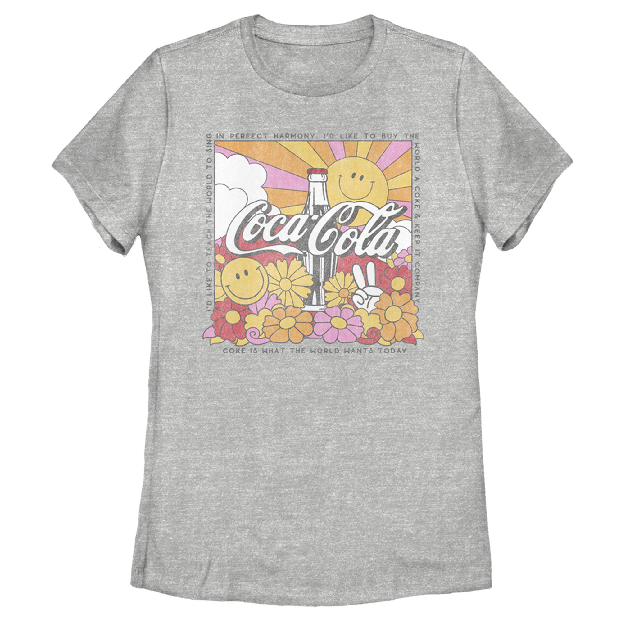 Coca Cola Women’S Unity Square Lyrics Logo  T-Shirt