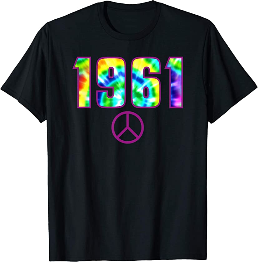 60th Birthday Vintage 1961 60s Years Tie Dye Peace Sign Men T-Shirt