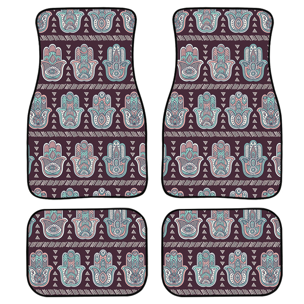 Hamsa Symbol Pattern Print Front And Back Car Floor Mats, Front Car Mat