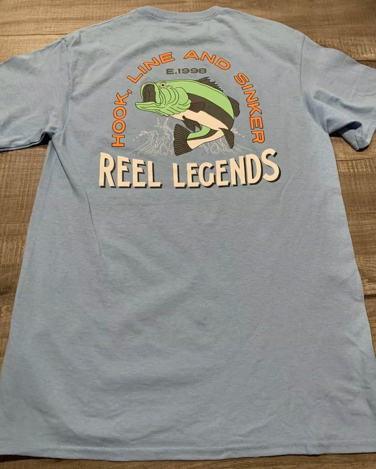 Reel Legends Sky Blue Bass Beer Shirt