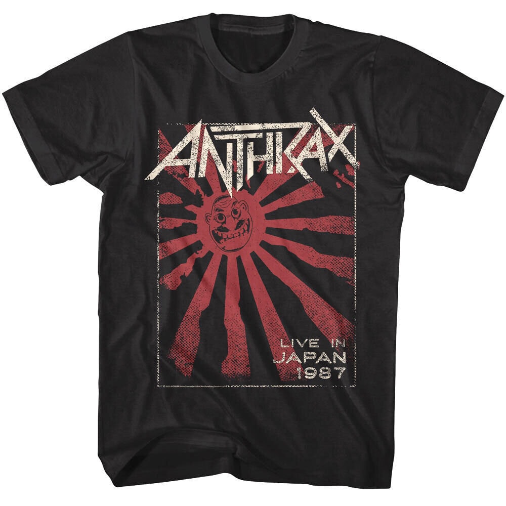 Anthrax Men’s T-Shirt Live in Japan 1987 Thrash Heavy Metal Concert Band Merch Graphic Tees