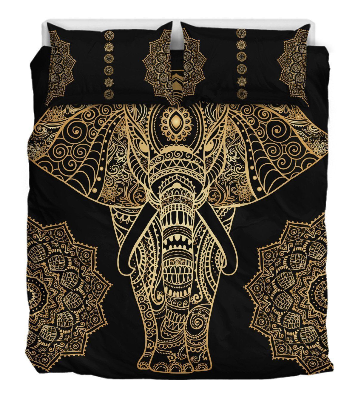 Gold Elephant Mandala Bedding Set All Over Prints