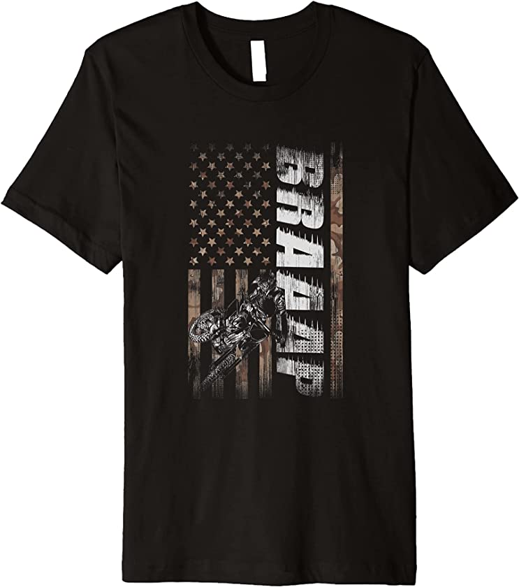 Braaap Vintage USA American Flag Camo Premium T-Shirt