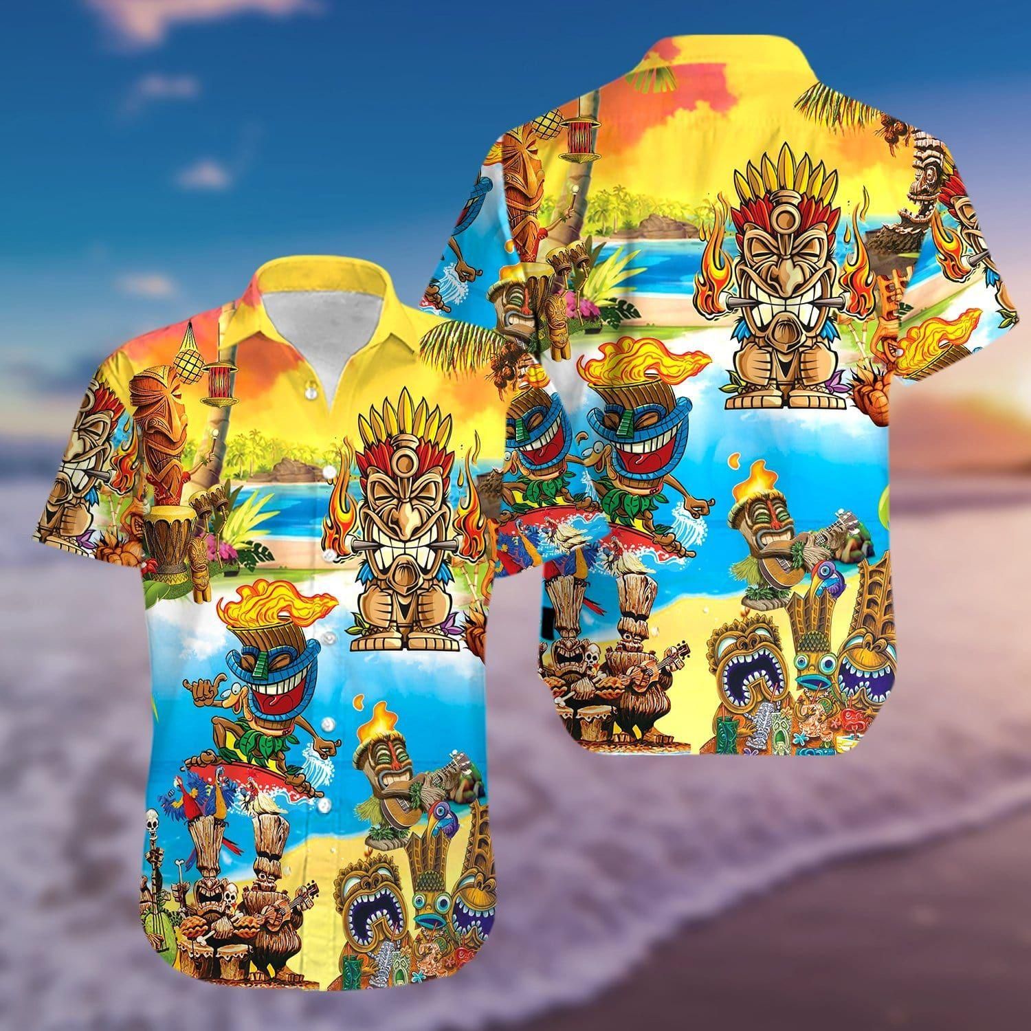 Tiki Funny Aloha Hawaii Shirt Colorful Short Sleeve Summer Beach Casual For Men And Women Ha67696