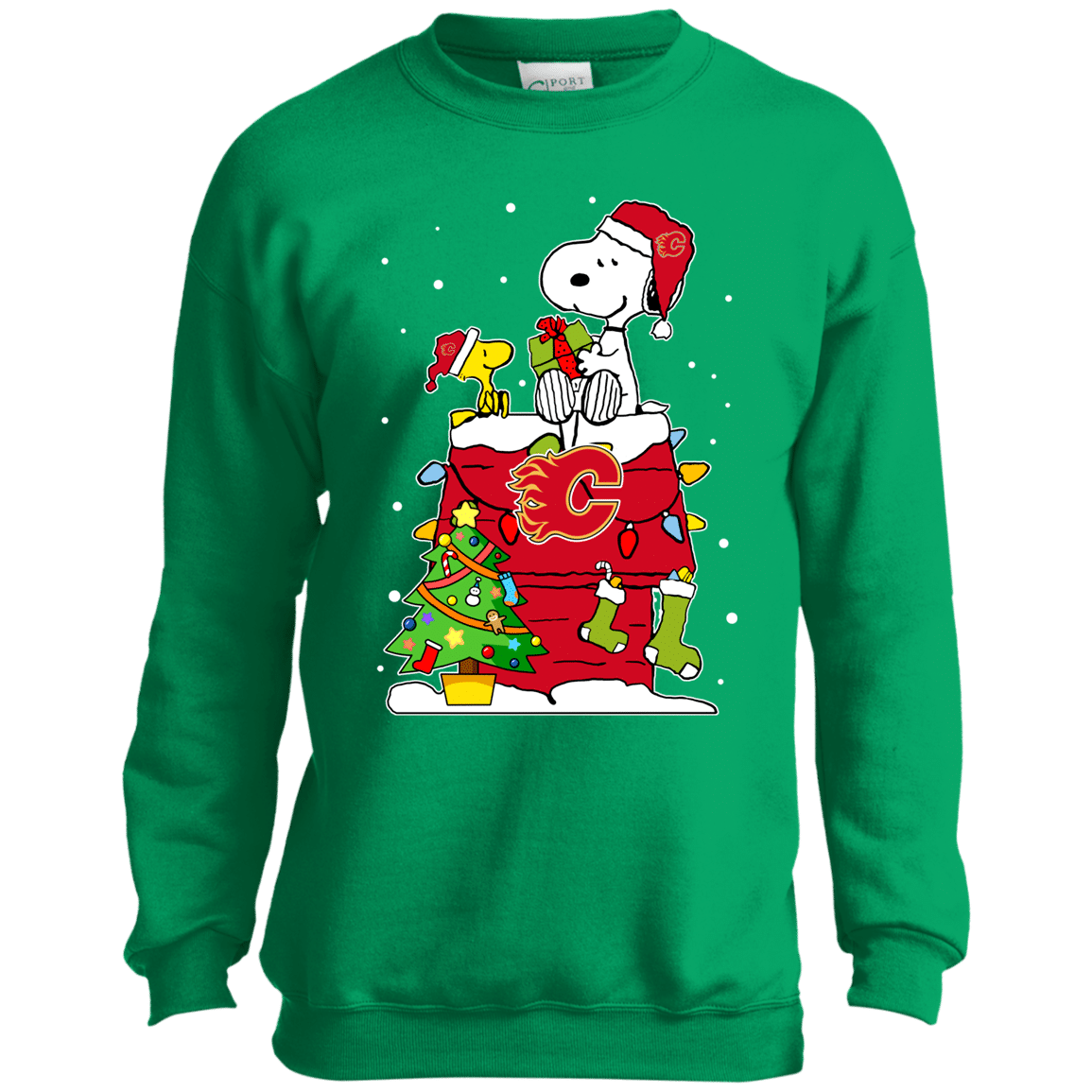 Check out this awesome Calgary Flames Snoopy Ugly Christmas Sweaters Shirts