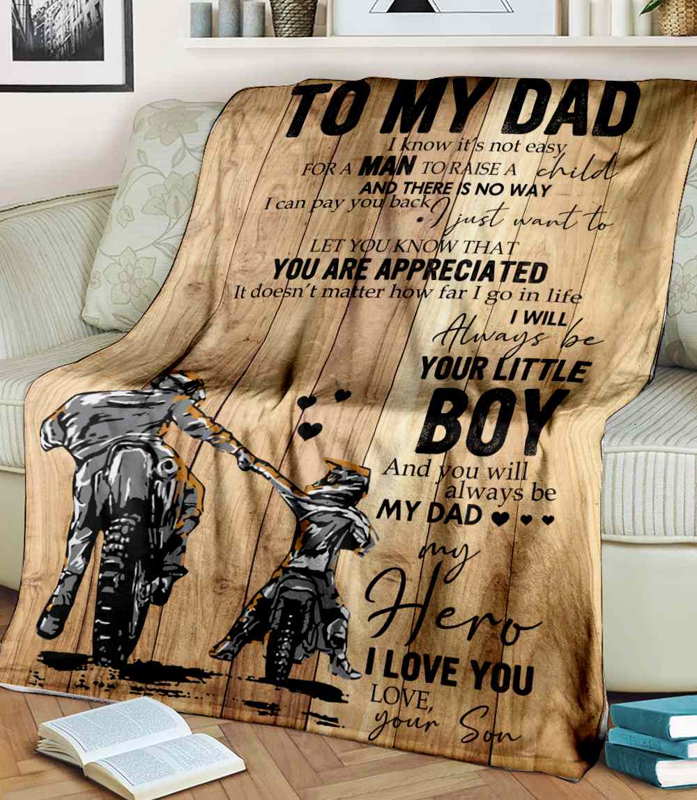 To My Dad Biker Fleece Blanket