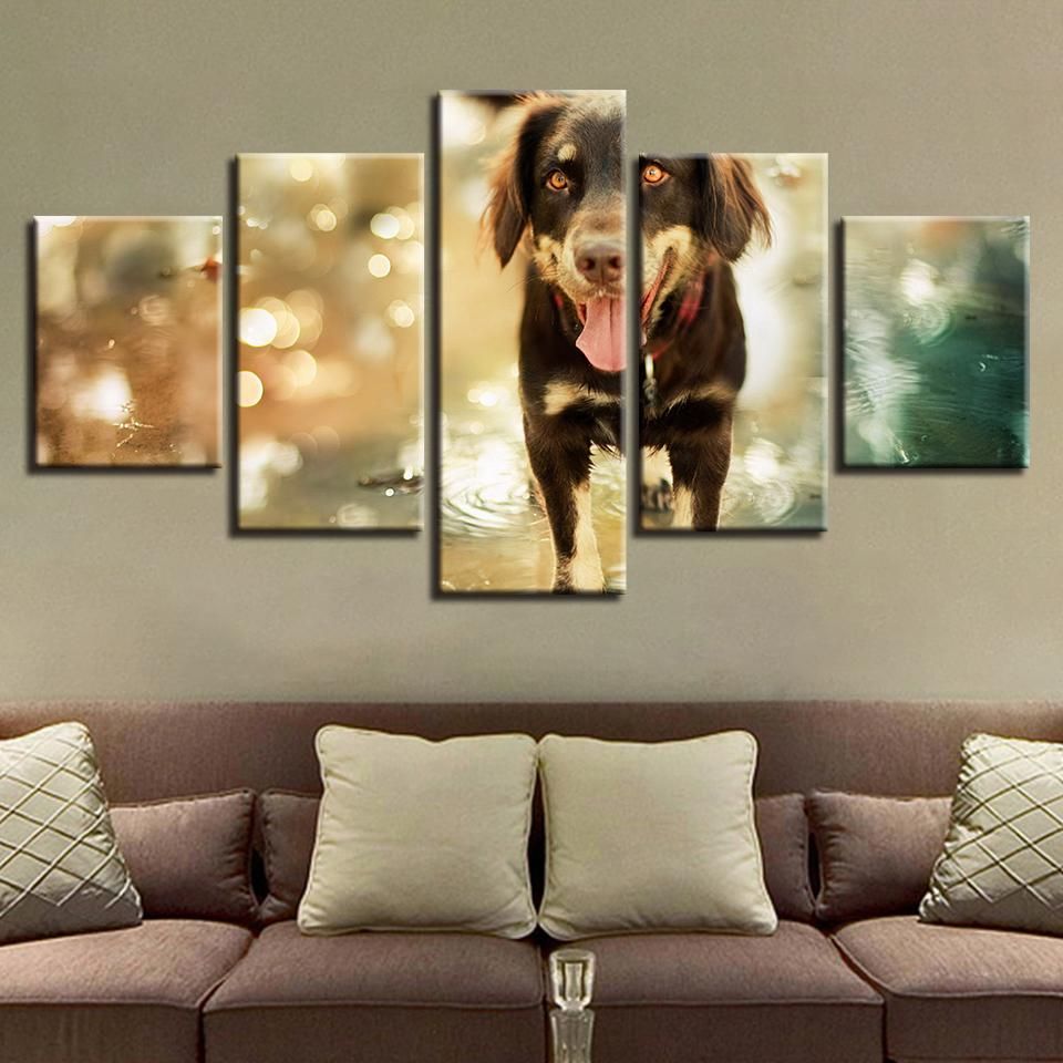 Animal Dog Animal 5 Panel Canvas Art Wall Decor