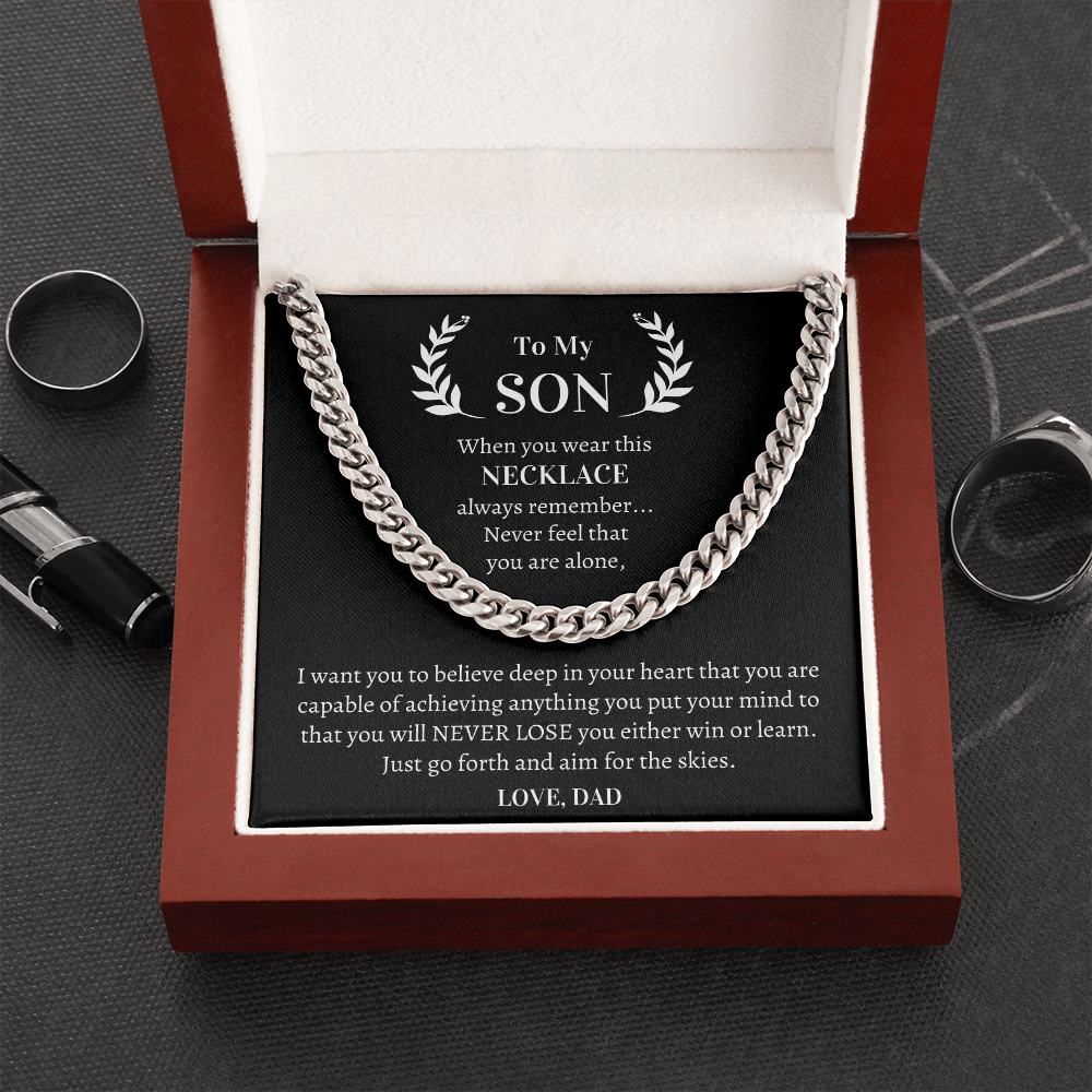 To My Son Cuban Chain Necklace, Son Necklace, Gift For Son From Dad, Son Birthday Gift