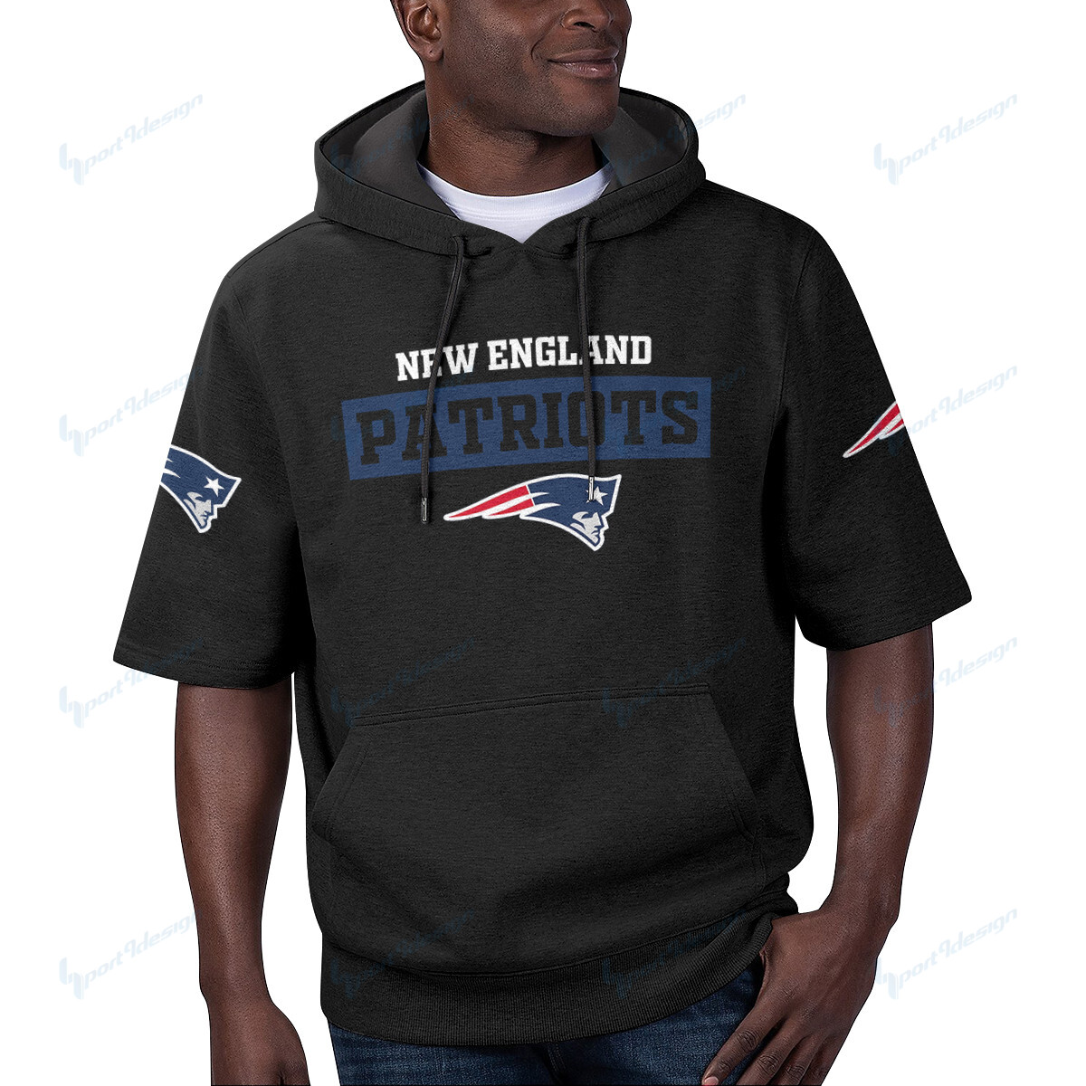 New England Patriots Short Sleeve Hoodie Bg11