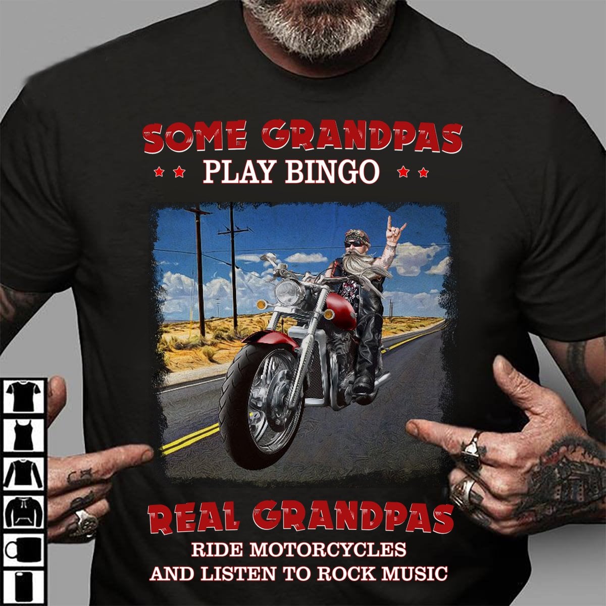 Some Grandpas Play Bingo Real Grandpas Ride Motorcycles T-Shirt Grandfather Gift Shirt, Funny Gift Tee