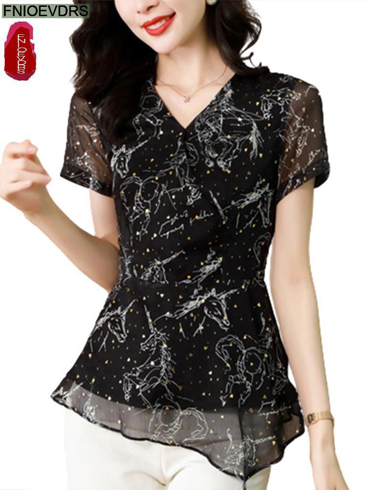 2022 Women Elegant Office Lady Retro Vintage Work Peplum Ruffles Top Flower Floral Lace Long Tunic Shirt Black Chiffon Blouses alx