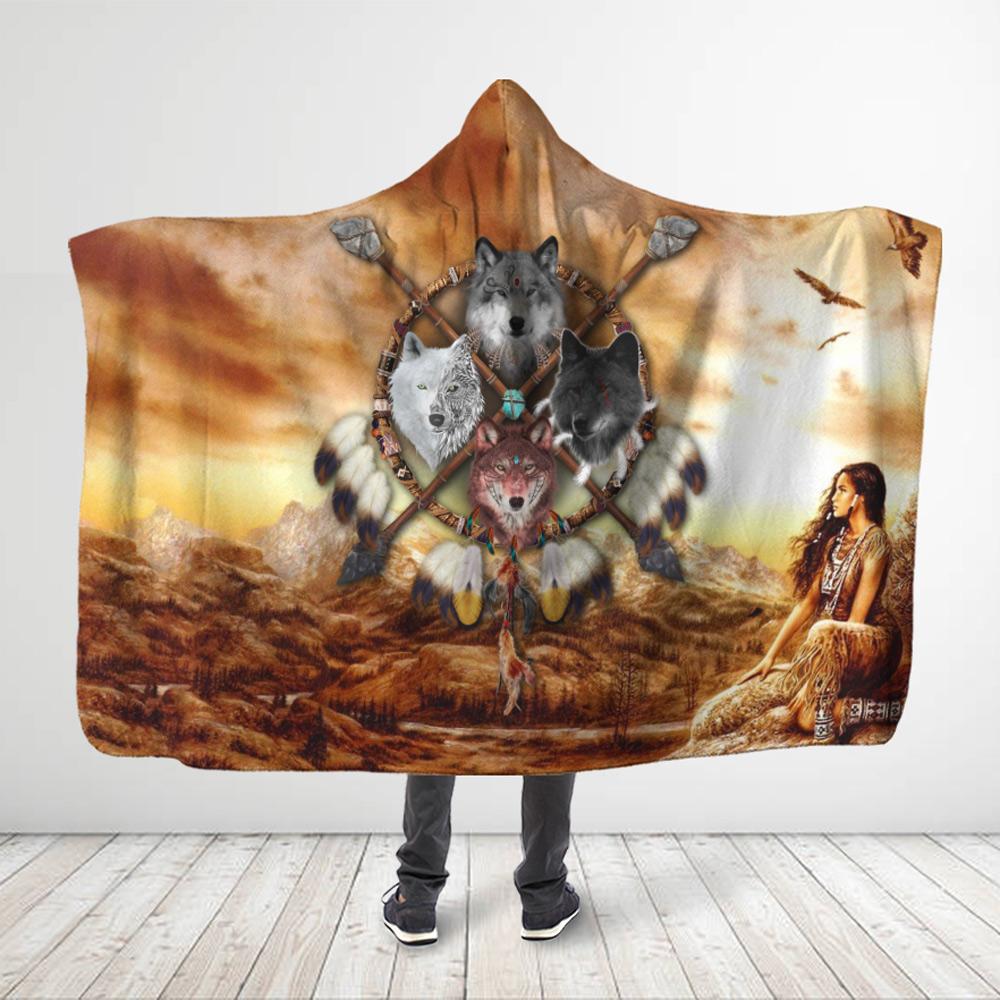 ViticStore™ All Over Printed Youth Wolf Pack Hooded Blanket