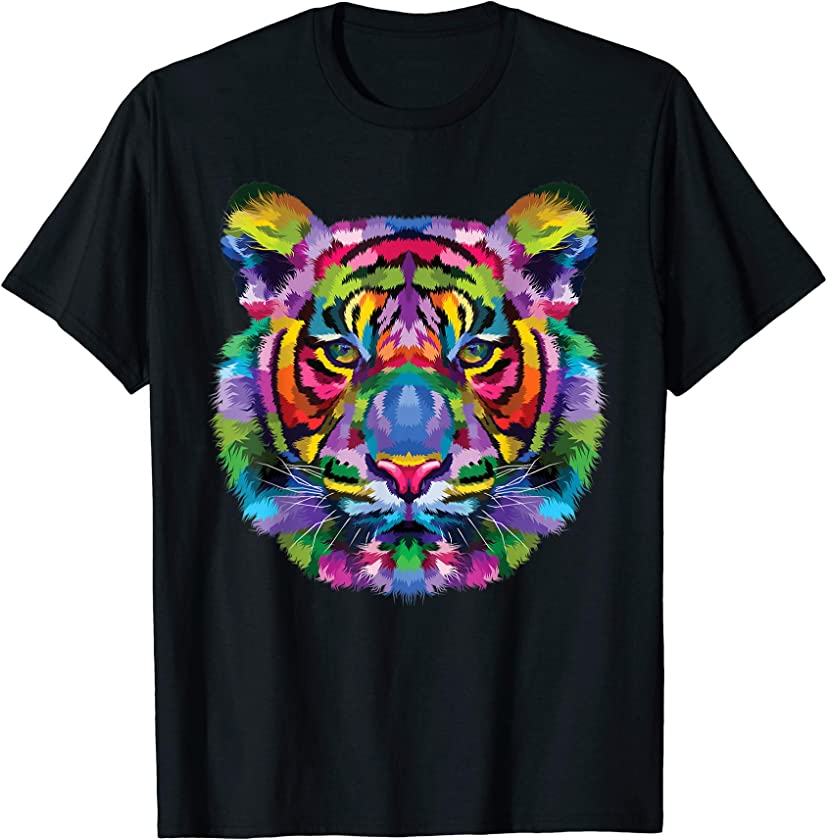 Tiger Shirt Colorful Tiger’s head Tee for men, women & kids T-Shirt