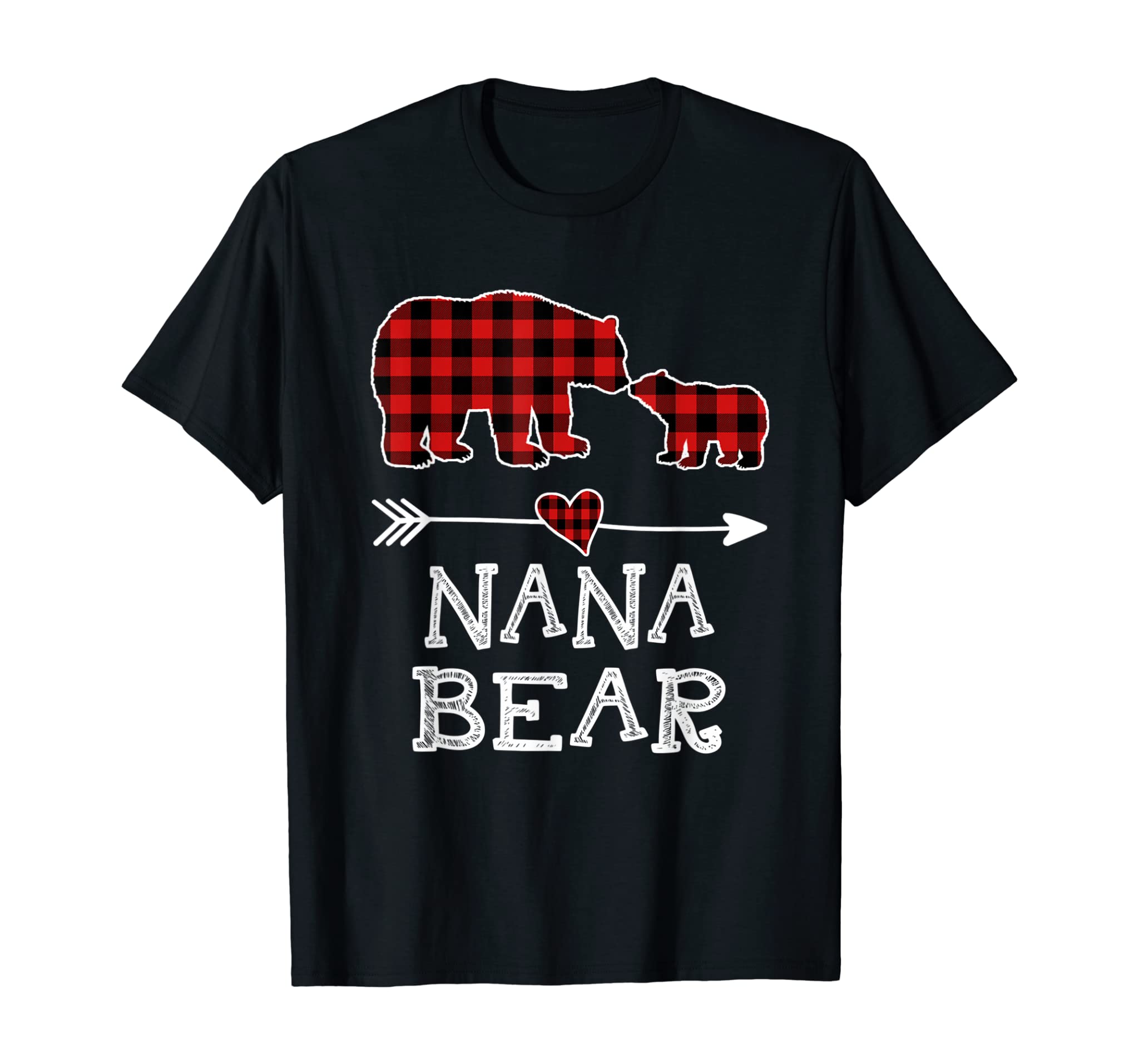 Nana Bear Christmas Pajama Red Plaid Buffalo Family Gift T-Shirt