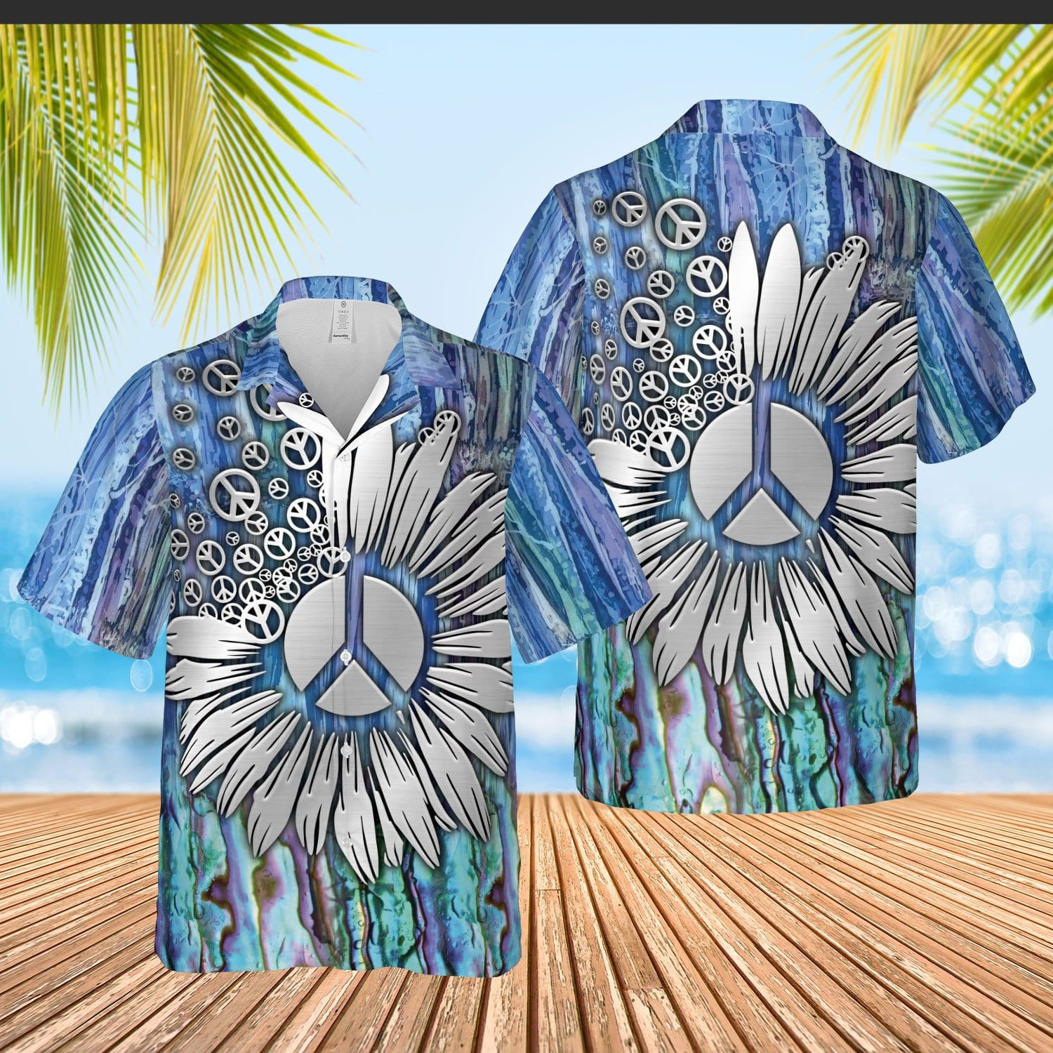 Hawaii Aloha Shirts Hippie Sunflower Art Ha41267