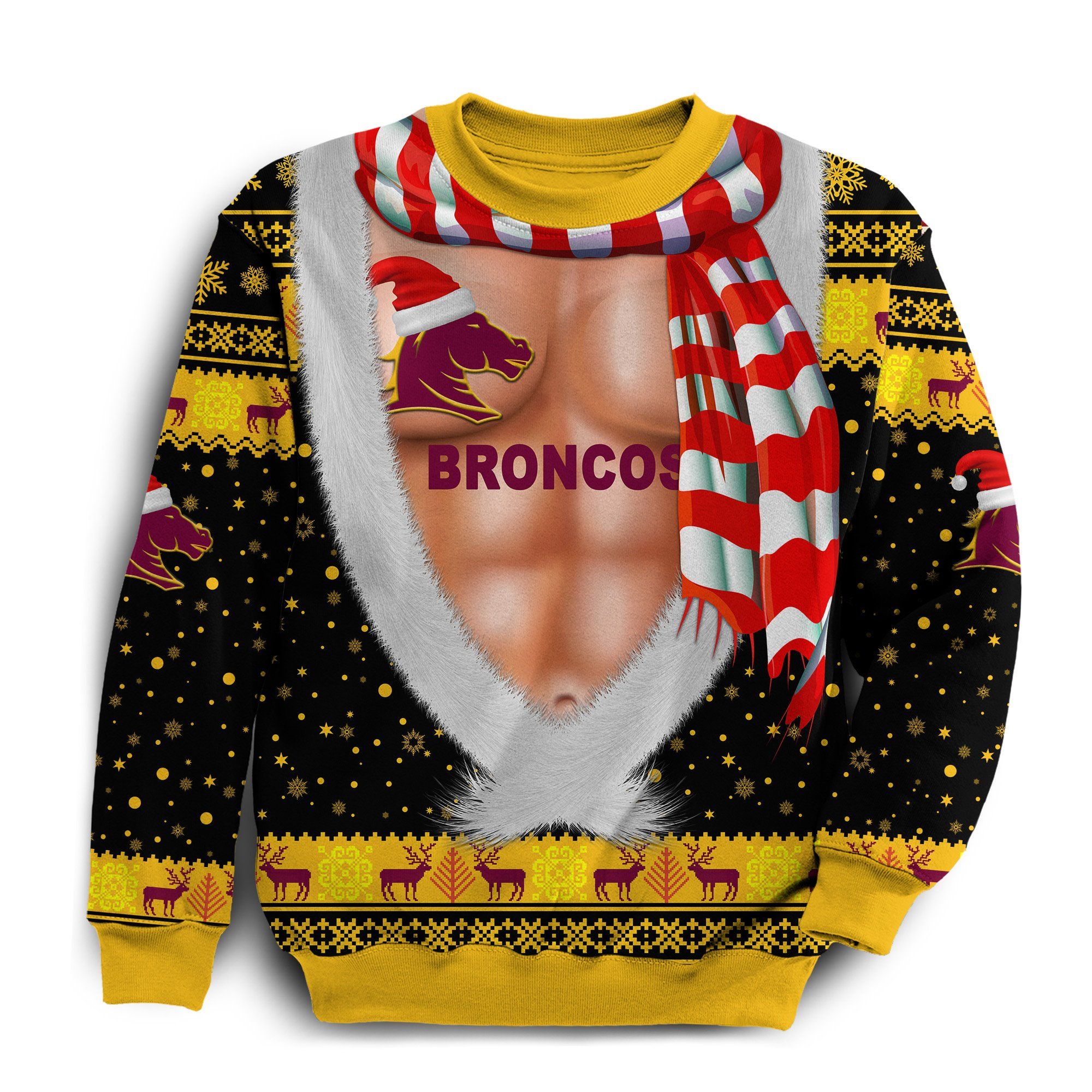 Brisbane Sweatshirt Broncos Christmas Nice Abs - Black K8