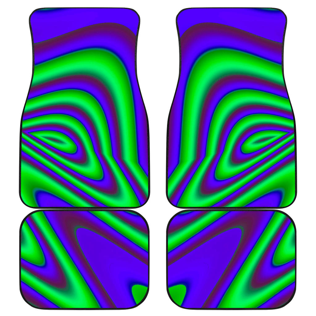 Purple Green Psychedelic Trippy Print Front And Back Car Floor Mats, Front Car Mat