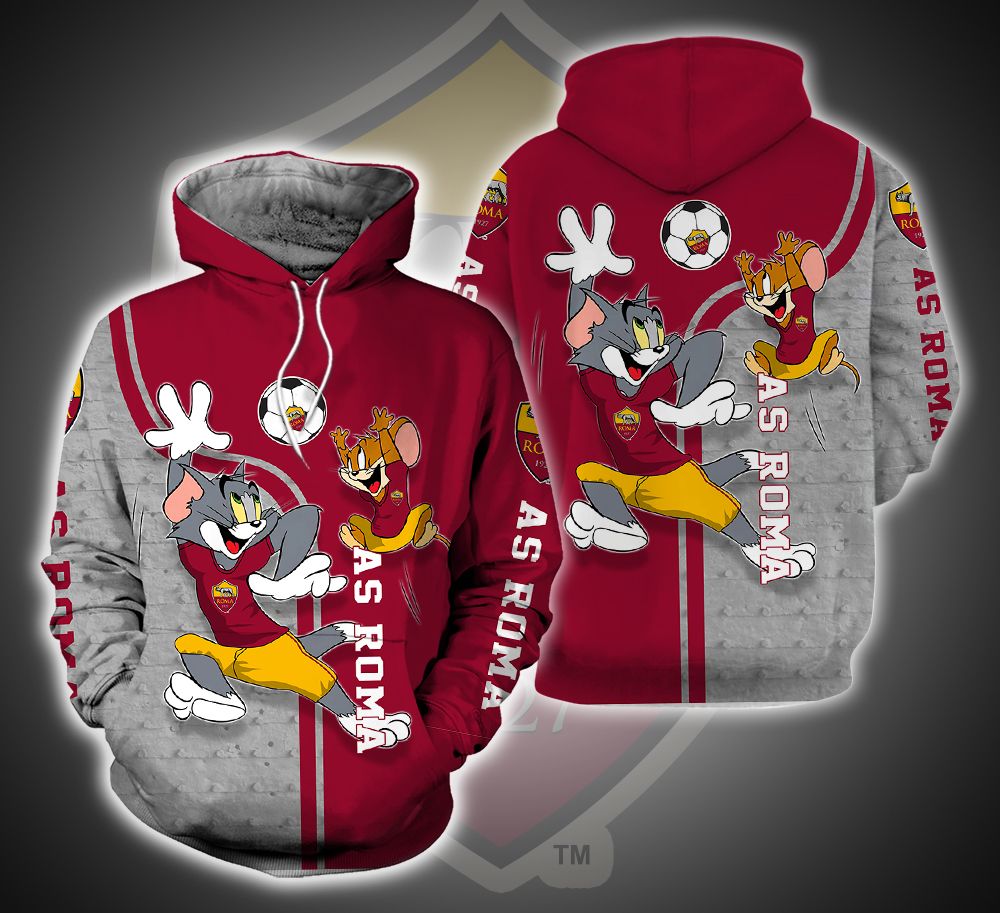 AS Roma Ft. Tom and Jerry 3D Printed Hoodie