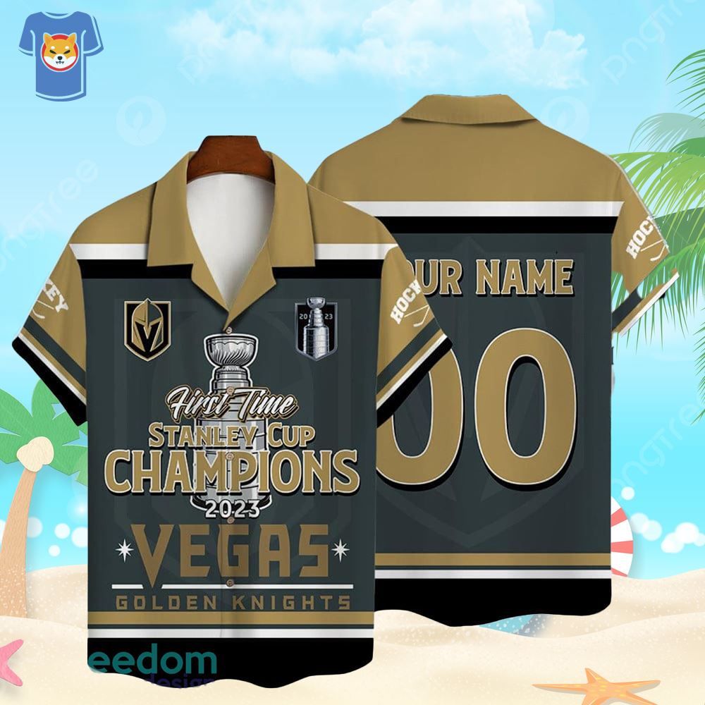 Custom Name Number Vegas Golden Knights First Time Hawaiian Shirt