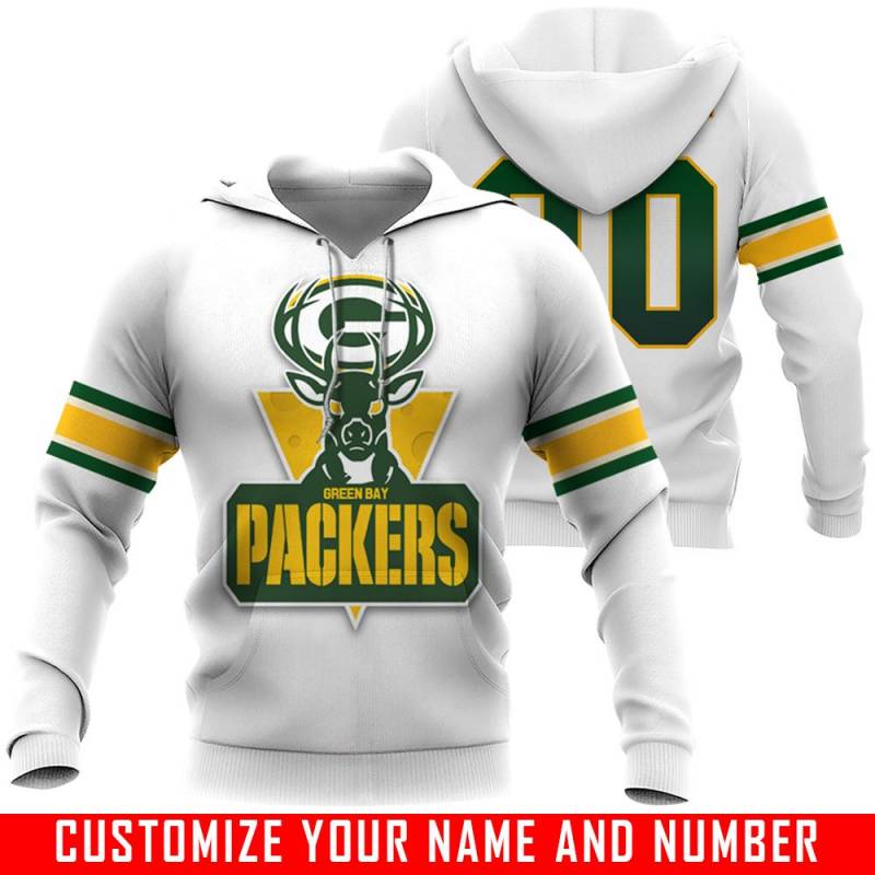 Logo Mashup – Green Bay Packers X Milwaukee Bucks – CUSTOMIZE NAME AND NUMBER – HOT SALE 3D PRINTED – NOT IN STORE