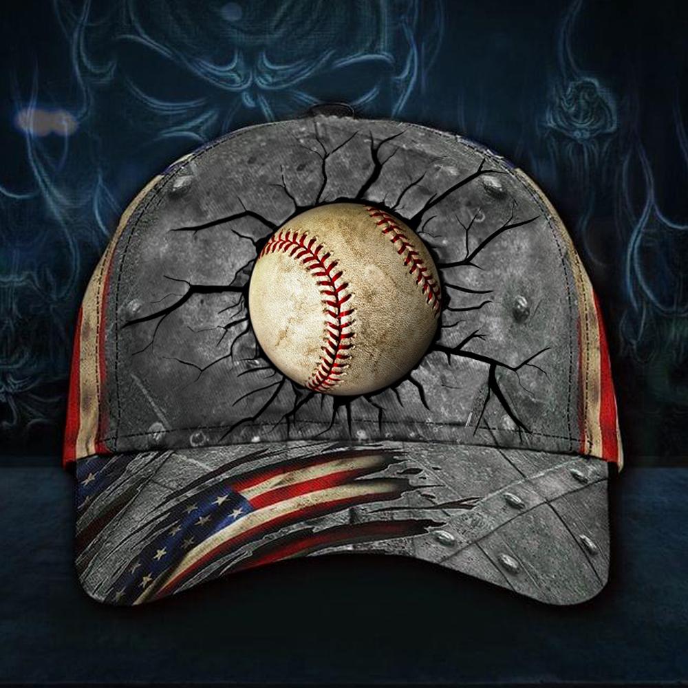 Baseball Ball 3D Hat Print American Flag Cap Vintage Unique Baseball Gift Ideas