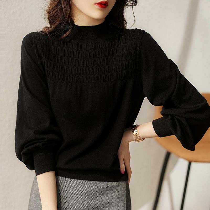 Women Sweater Korean Half High Collar кофта женская Fashion Tops Women Long Sleeve Knitwear Soft Casual женский Drop Shipping alx