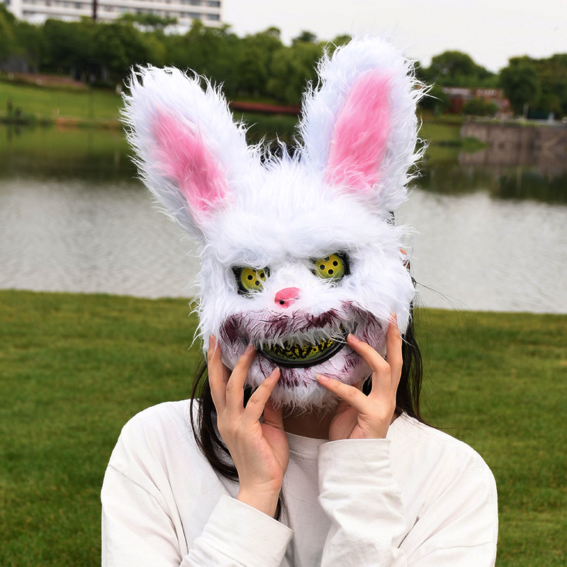 Creepy Bloody Bunny Mask Halloween Horror Prop Rabbit Bear Face Mask For Adult Bar Masquerade Halloween Party Costume Accessorie alx