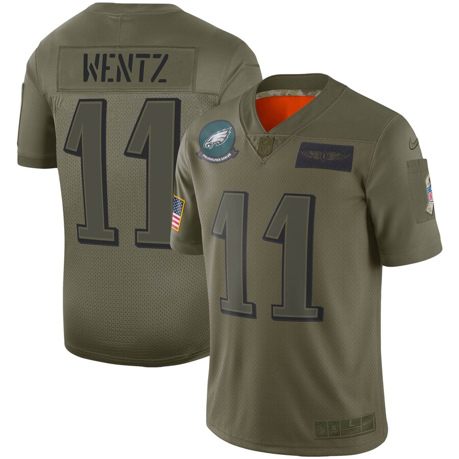 Carson Wentz Philadelphia Eagles Nike Youth 2019 Salute To Service Game Jersey – Olive