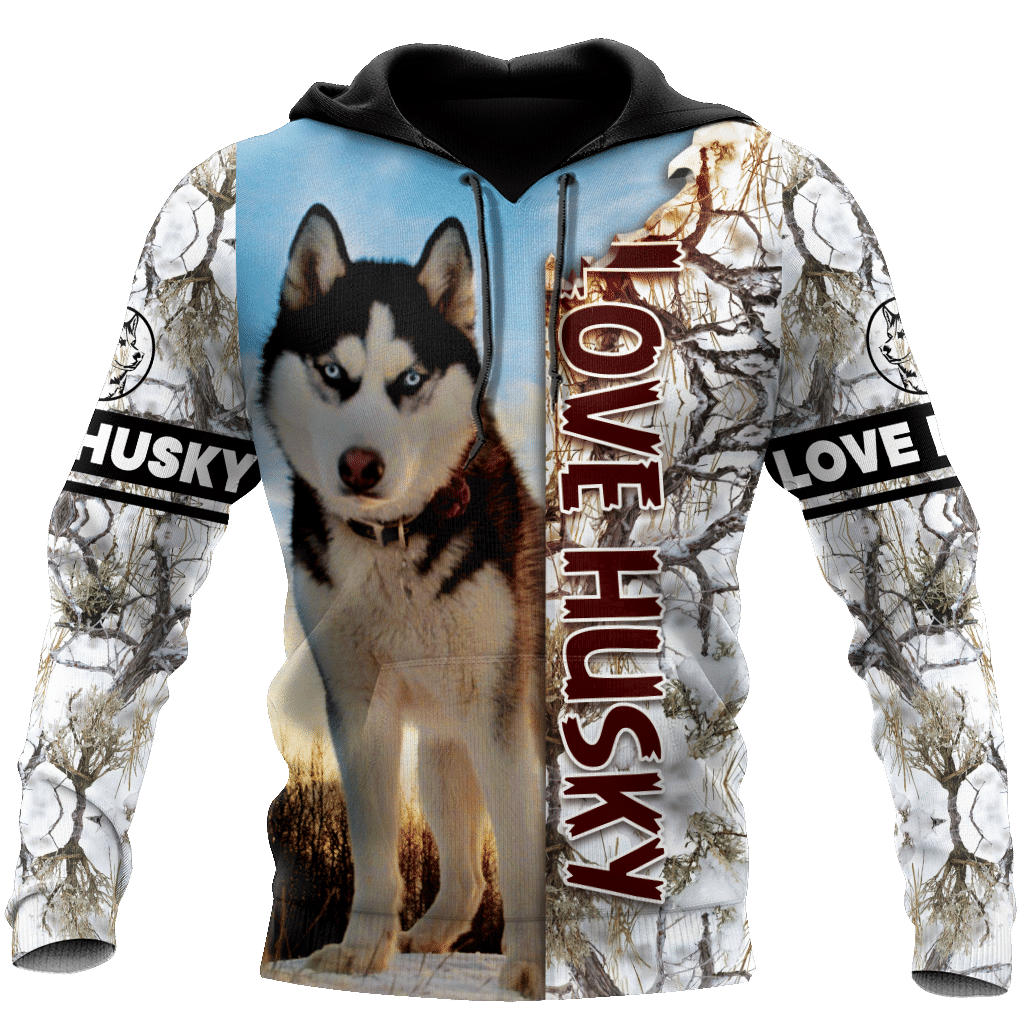 Husky In Winter White Snow 3D Hoodie Shirt For Men And Women