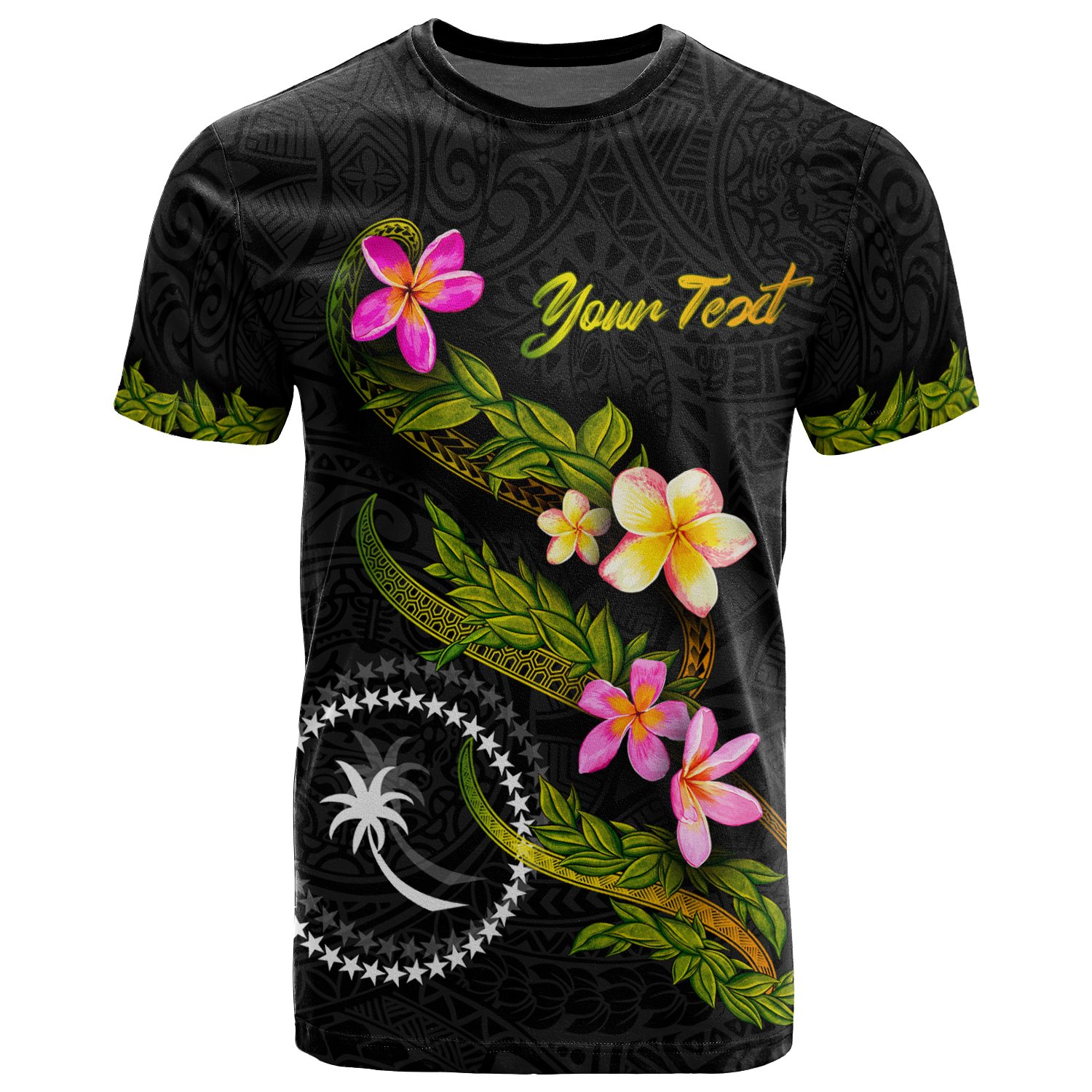 Chuuk Polynesian Custom Personalised T-Shirt – Plumeria Tribal – BN12