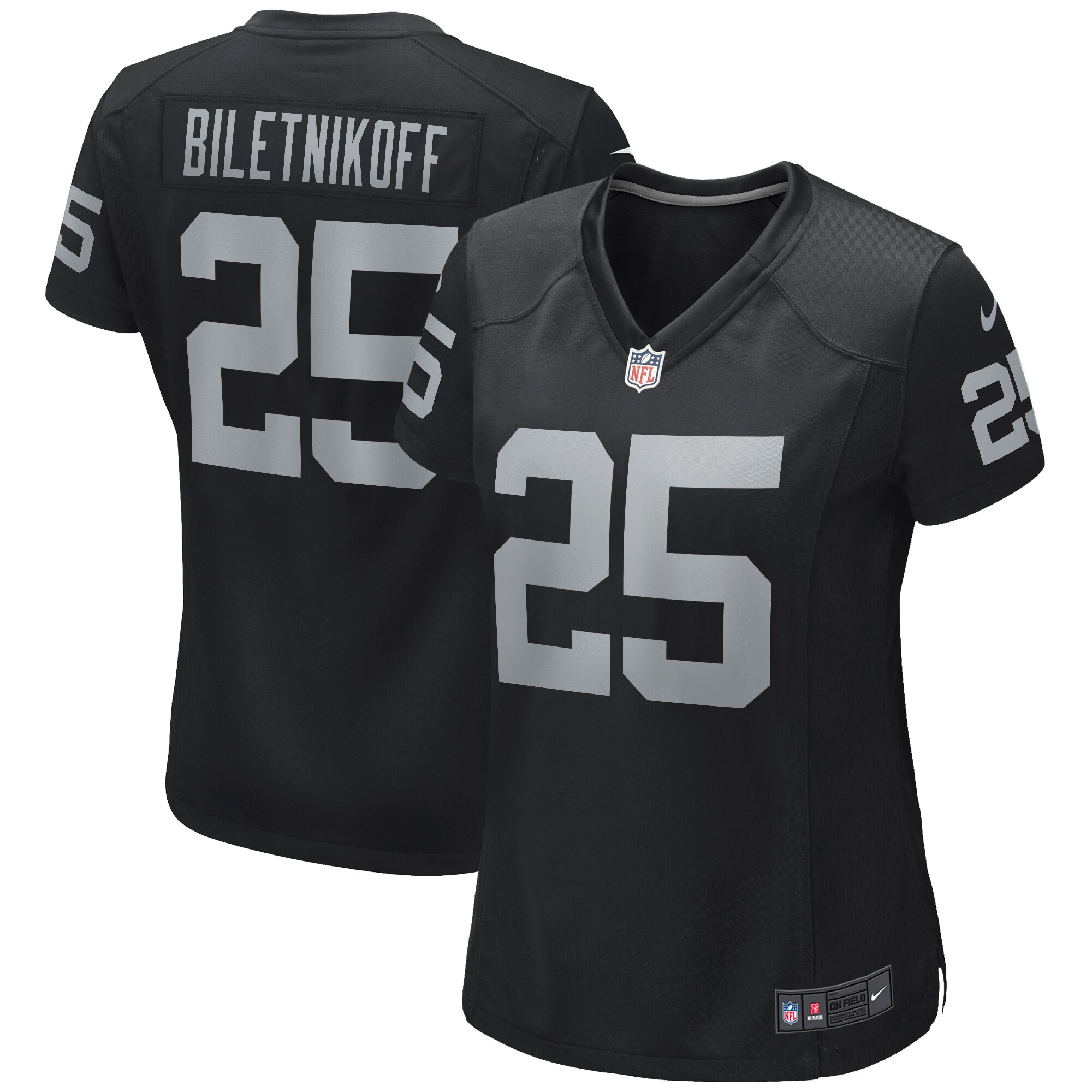 Women’s Las Vegas Raiders Fred Biletnikoff Black Game Retired Player Jersey